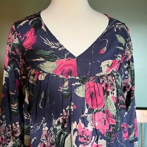 ANTHROPOLOGIE Floral Women's Top - Pink and Black